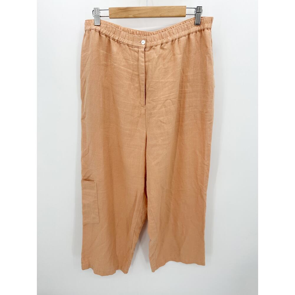 Linden Hill Womens Orange Linen Pants Size L Baggy Relaxed Fit Casual Coastal - Picture 1 of 8